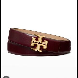Tory Burch Kira Glazed Logo Belt in Fig Small